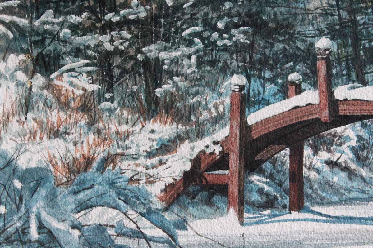 Signed, Original Watercolor Landscape Painting by Indiana Artist James Curtin Lentz