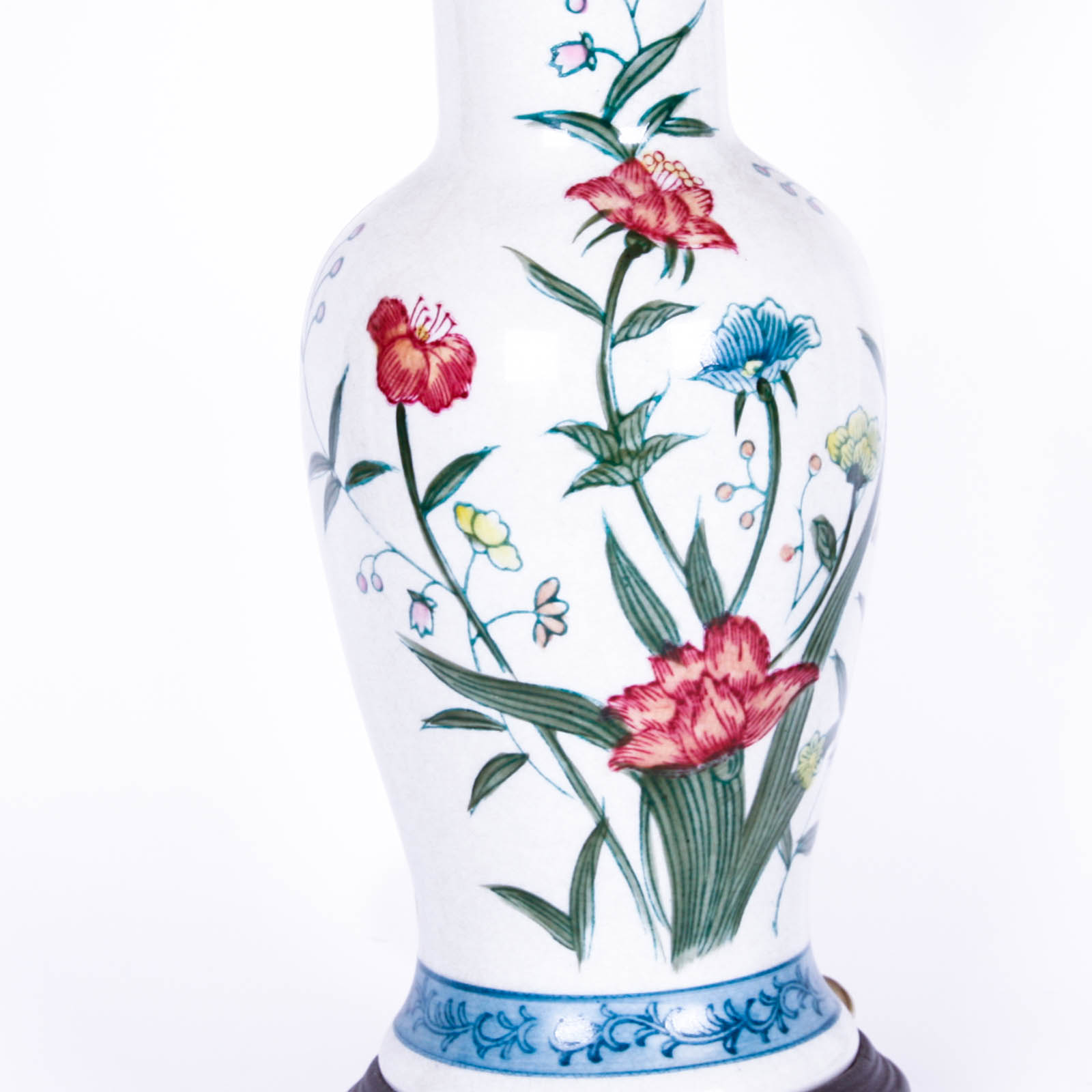 Asian Style Floral Ceramic Lamps with Shades
