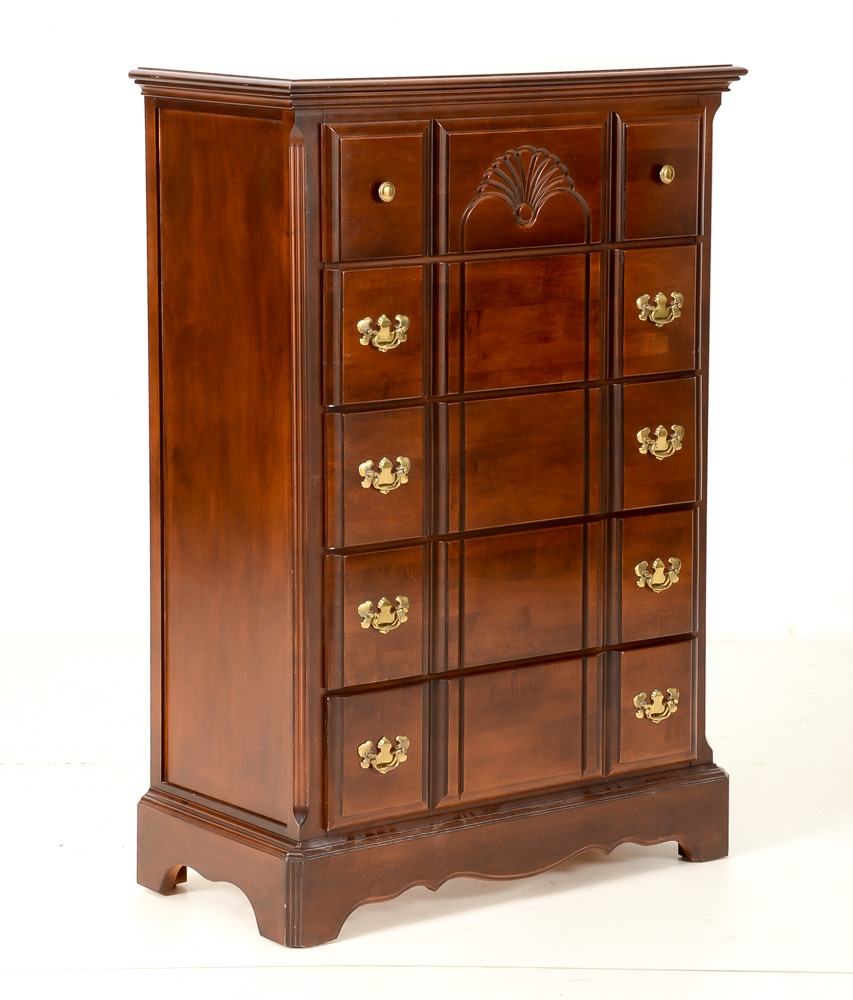 Mahogany Veneer Five Drawer Dresser