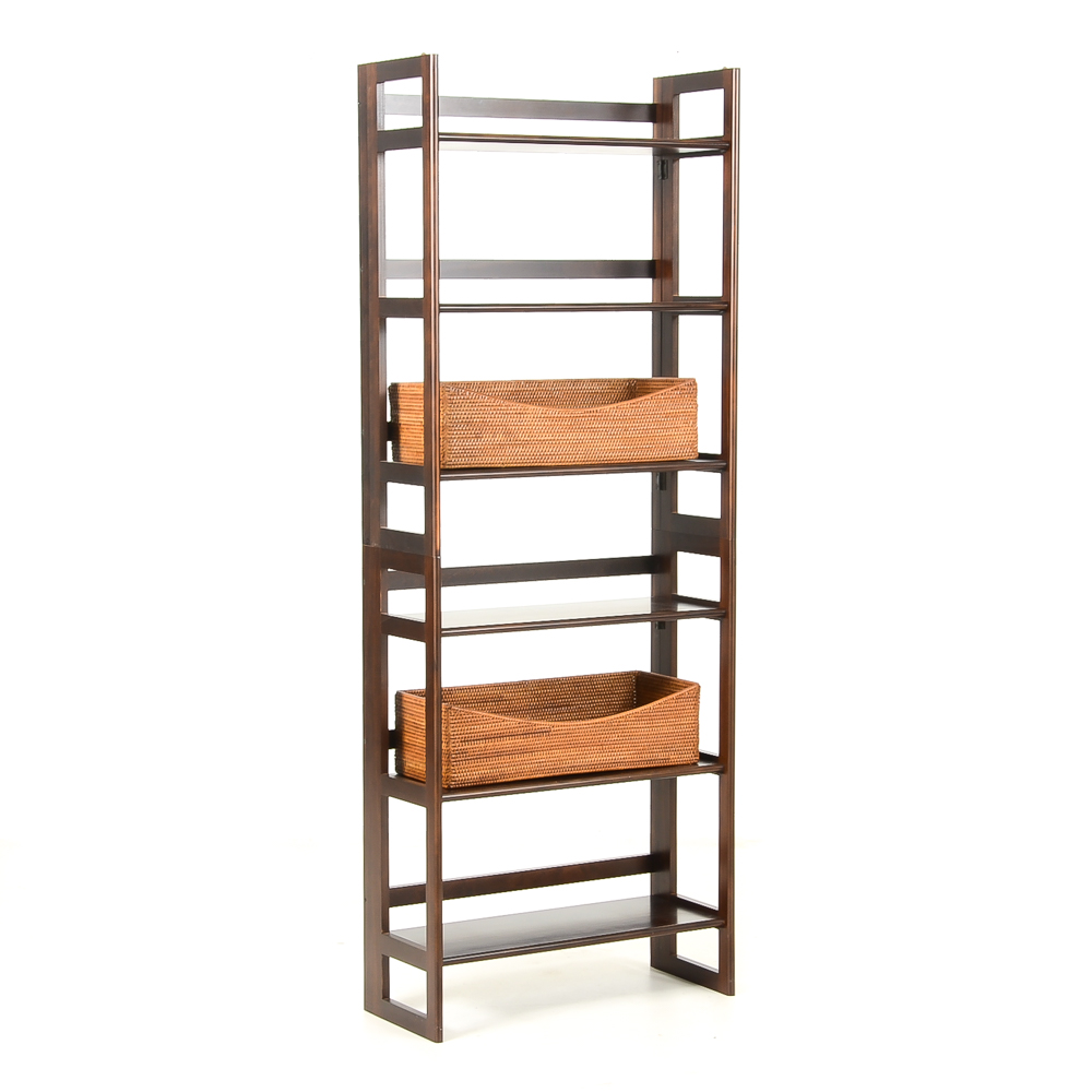 Stacking Folding Bookshelf with Storage Baskets