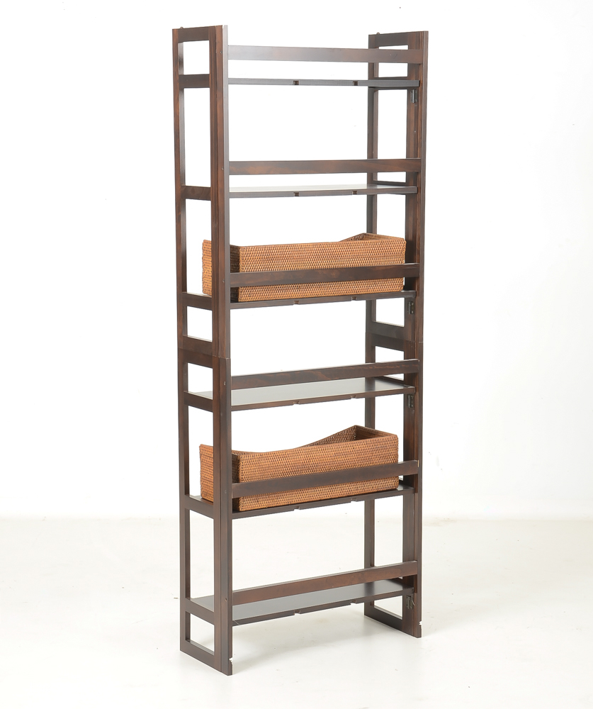 Stacking Folding Bookshelf with Storage Baskets