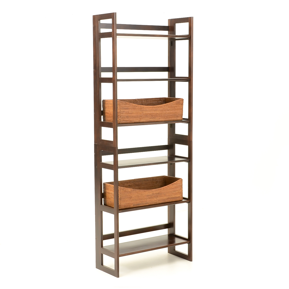 Stacking Folding Bookshelf with Storage Baskets