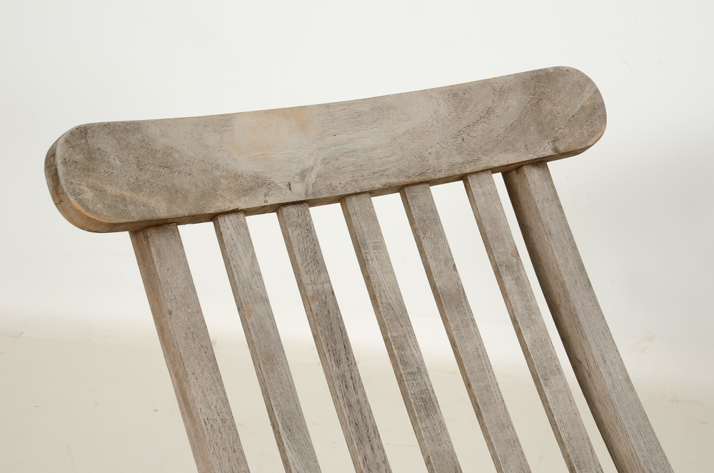 Aged Teak Wood Folding Patio Lounge Chairs