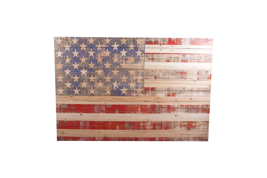 Large American Flag Print on Wood