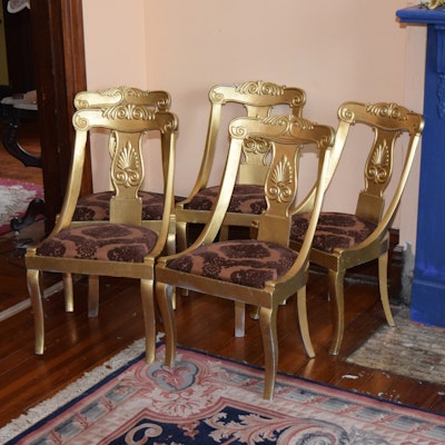Five Gustavian Gold Gondola Chairs Five Gustavian Gold Gondola Chairs