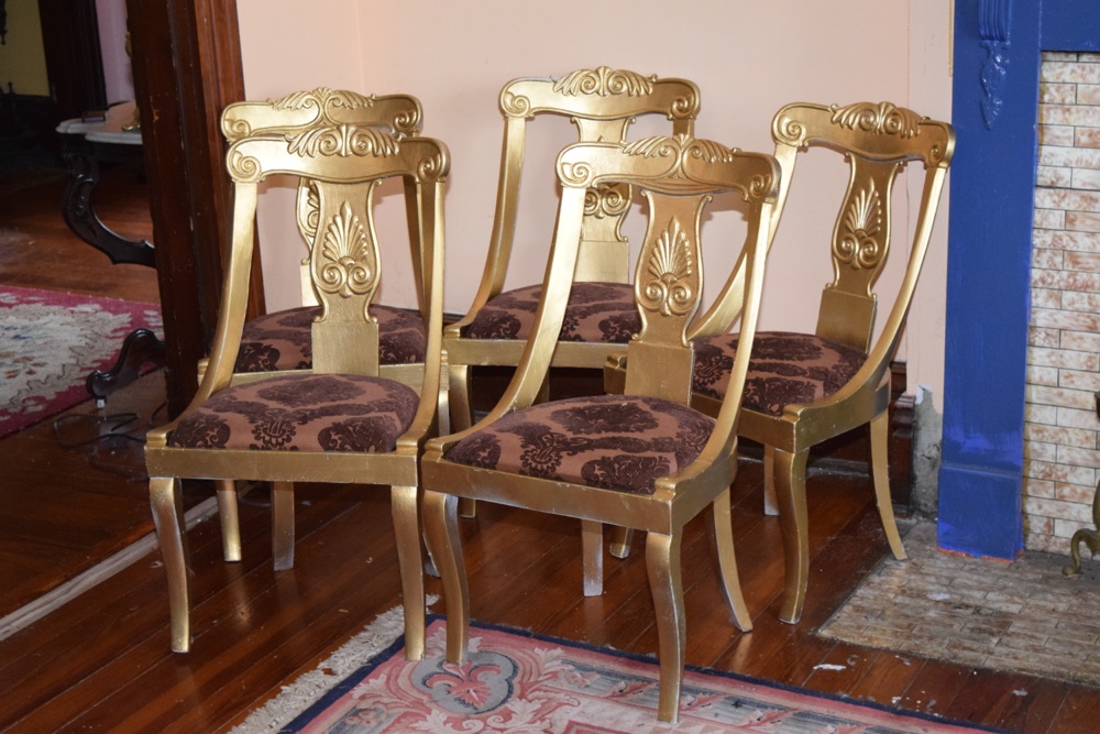 Five Gustavian Gold Gondola Chairs