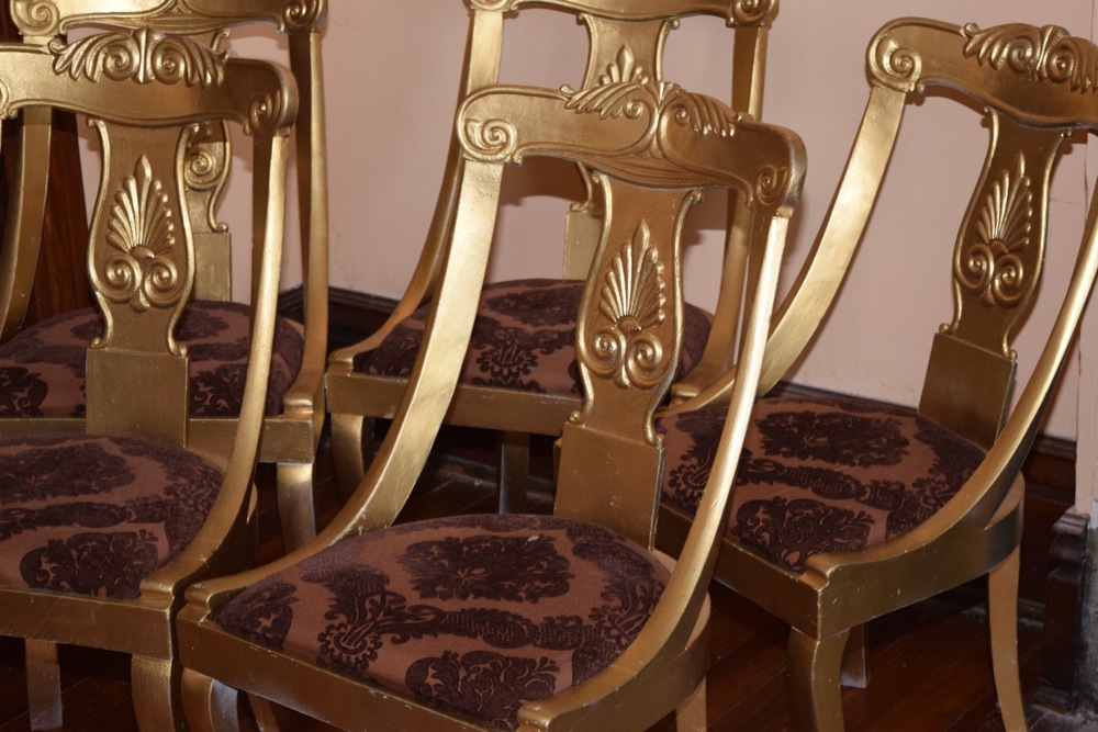 Five Gustavian Gold Gondola Chairs