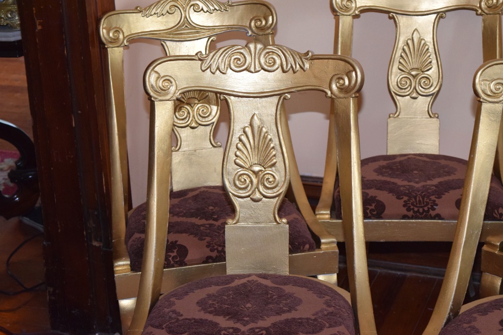Five Gustavian Gold Gondola Chairs