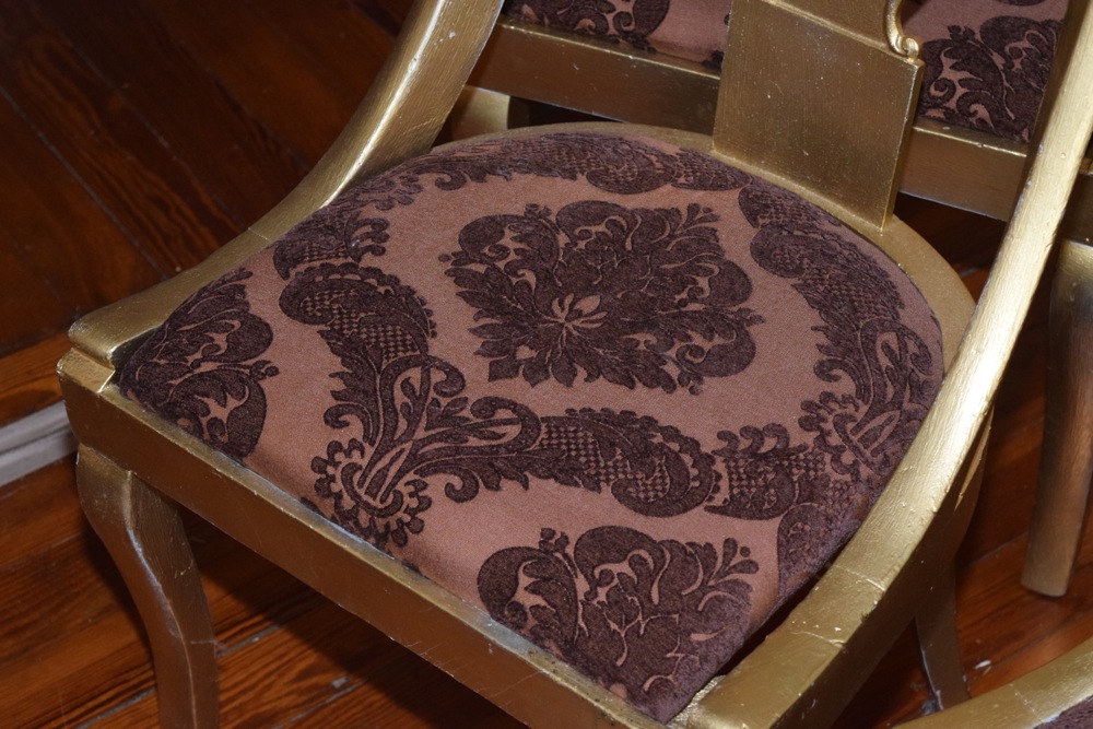 Five Gustavian Gold Gondola Chairs