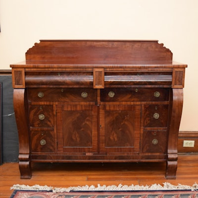 American Classical Sideboard with Mahogany Veneer, c. 1850-60 American Classical Sideboard with Mahogany Veneer, c. 1850-60