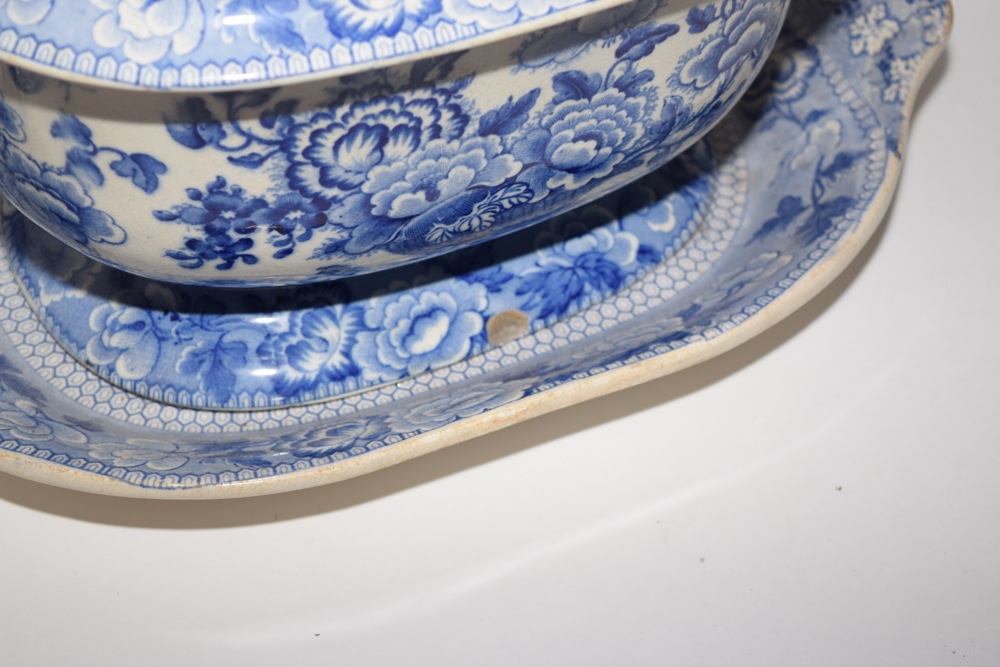 English Staffordshire Soup Tureen with Lid and Under Plate c. 1830