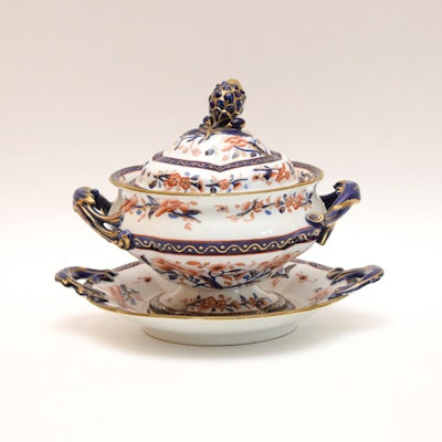 Ashworth Imari Style Sauce Tureen with Lid and Underplate c. 1845 Ashworth Imari Style Sauce Tureen with Lid and Underplate c. 1845