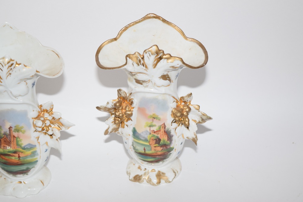 Pair of French Old Paris Flare Vases c. 1850