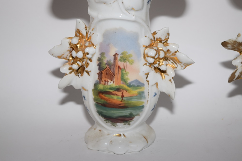 Pair of French Old Paris Flare Vases c. 1850