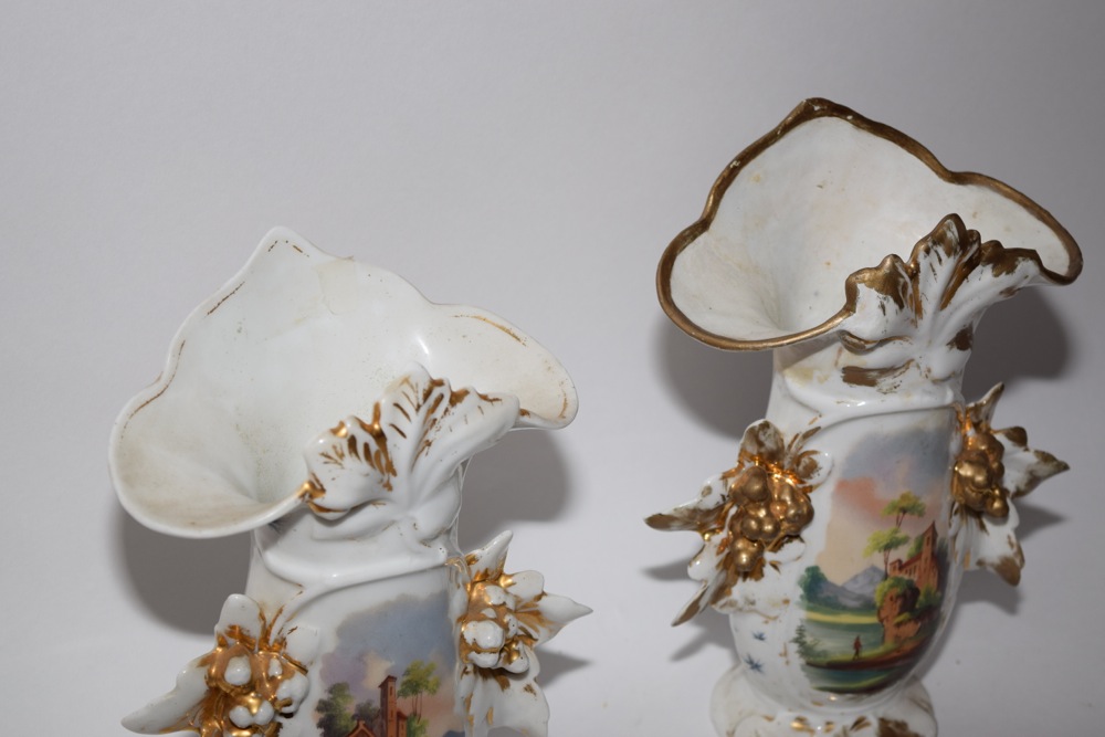 Pair of French Old Paris Flare Vases c. 1850