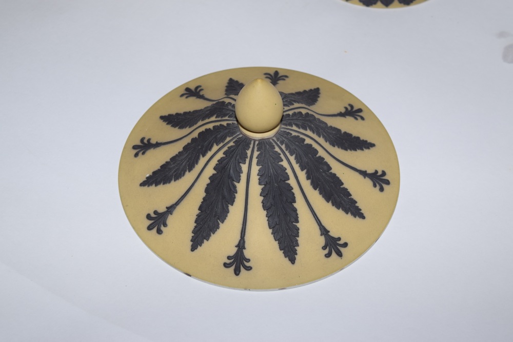 Pair of Rare Wedgwood Yellow Jasperware Campana  Vases c. 1910