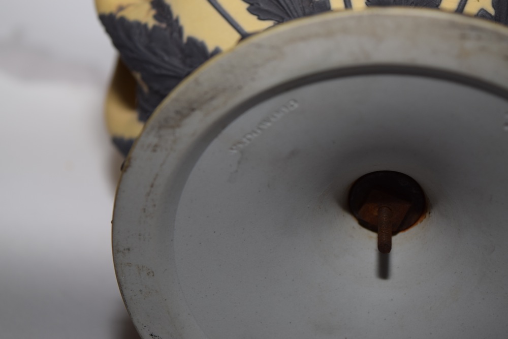 Pair of Rare Wedgwood Yellow Jasperware Campana  Vases c. 1910