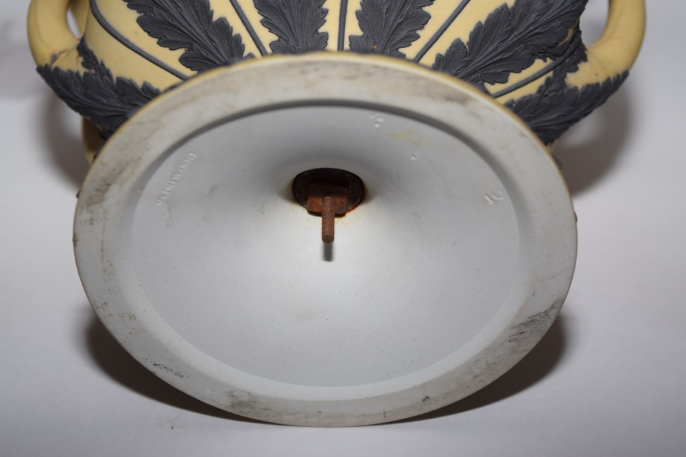 Pair of Rare Wedgwood Yellow Jasperware Campana  Vases c. 1910