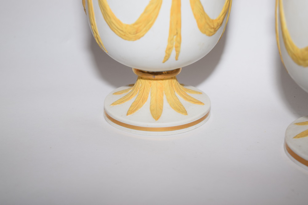 Wedgwood Style Jasperware Covered Urns ca. 1965