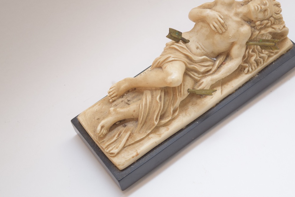 Continental Composite Sculpture "The Dying of Sebastian" with Removable Arrows ca. 1960 by G. Ruggeri