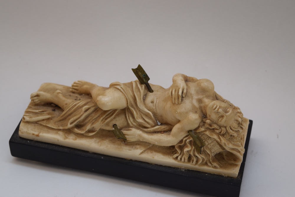 Continental Composite Sculpture "The Dying of Sebastian" with Removable Arrows ca. 1960 by G. Ruggeri