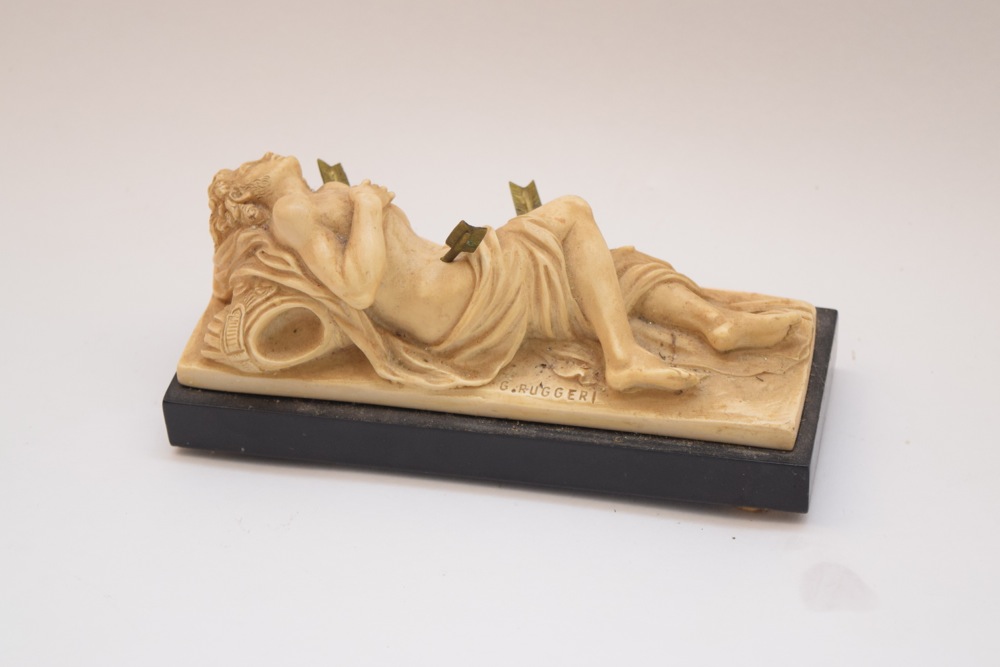 Continental Composite Sculpture "The Dying of Sebastian" with Removable Arrows ca. 1960 by G. Ruggeri