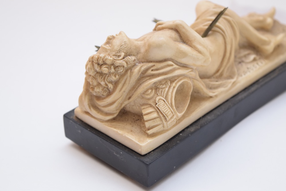 Continental Composite Sculpture "The Dying of Sebastian" with Removable Arrows ca. 1960 by G. Ruggeri