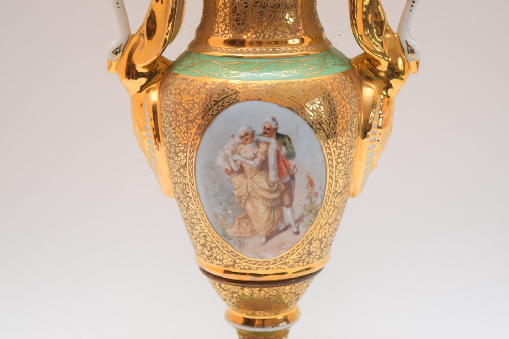 French Old Paris Style Campana Form Vase, c. 1930