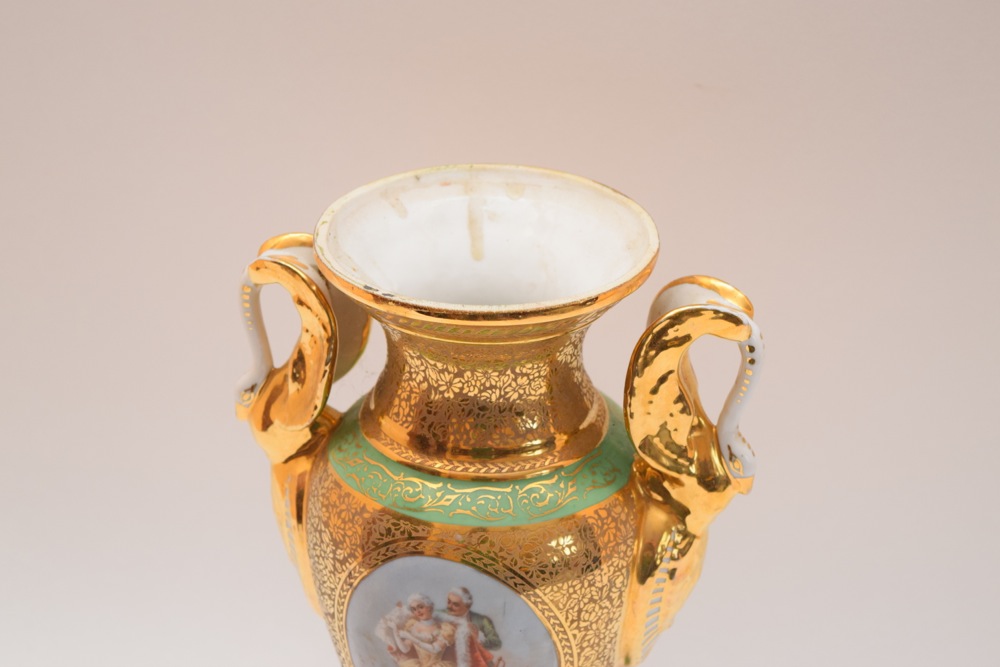 French Old Paris Style Campana Form Vase, c. 1930