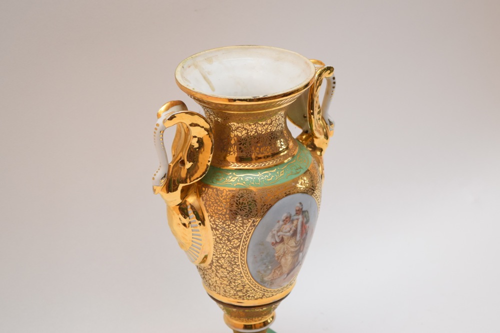 French Old Paris Style Campana Form Vase, c. 1930