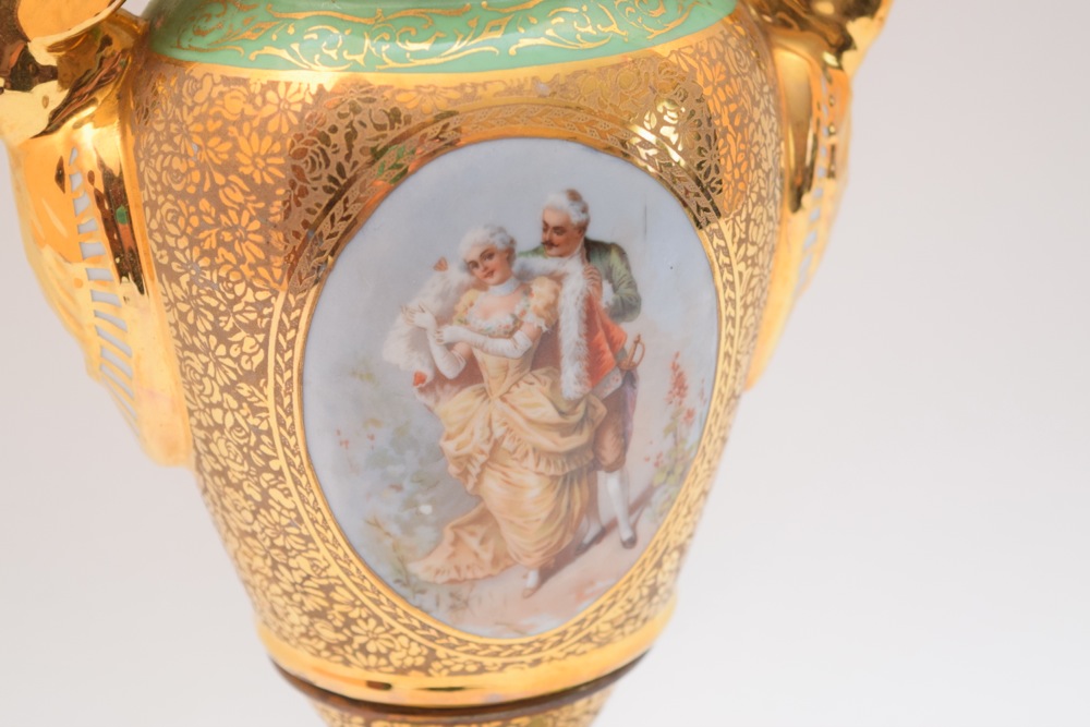 French Old Paris Style Campana Form Vase, c. 1930