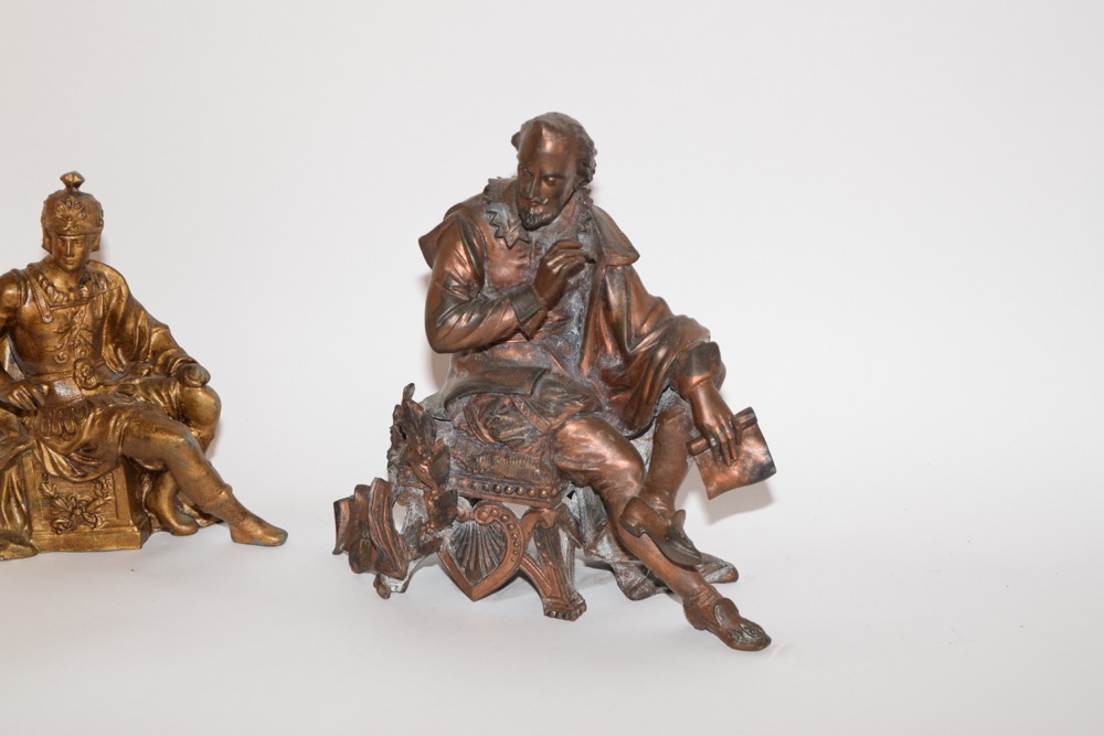 American Spelter Clock Tops, William Shakespeare and Marius the Epicurean, Late 19th Century