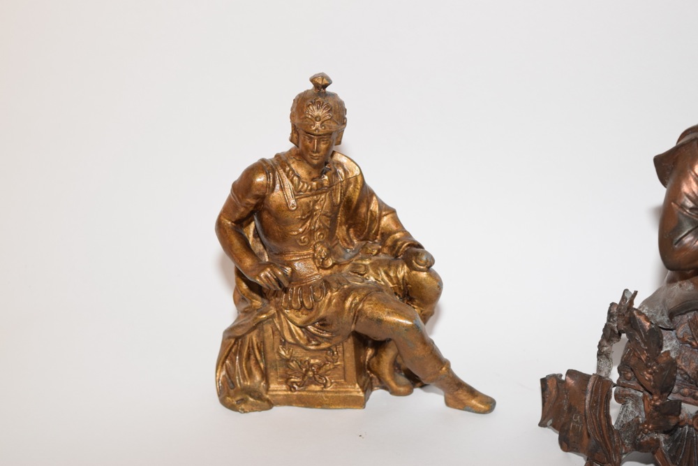 American Spelter Clock Tops, William Shakespeare and Marius the Epicurean, Late 19th Century