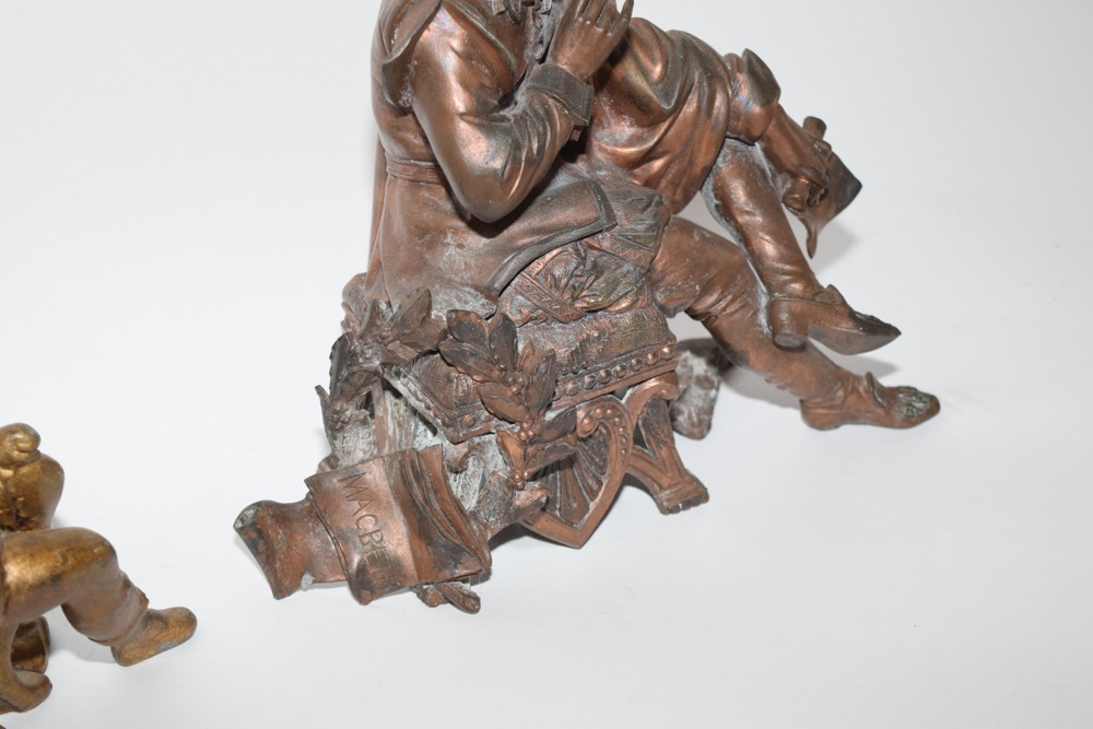 American Spelter Clock Tops, William Shakespeare and Marius the Epicurean, Late 19th Century