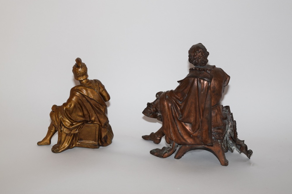 American Spelter Clock Tops, William Shakespeare and Marius the Epicurean, Late 19th Century