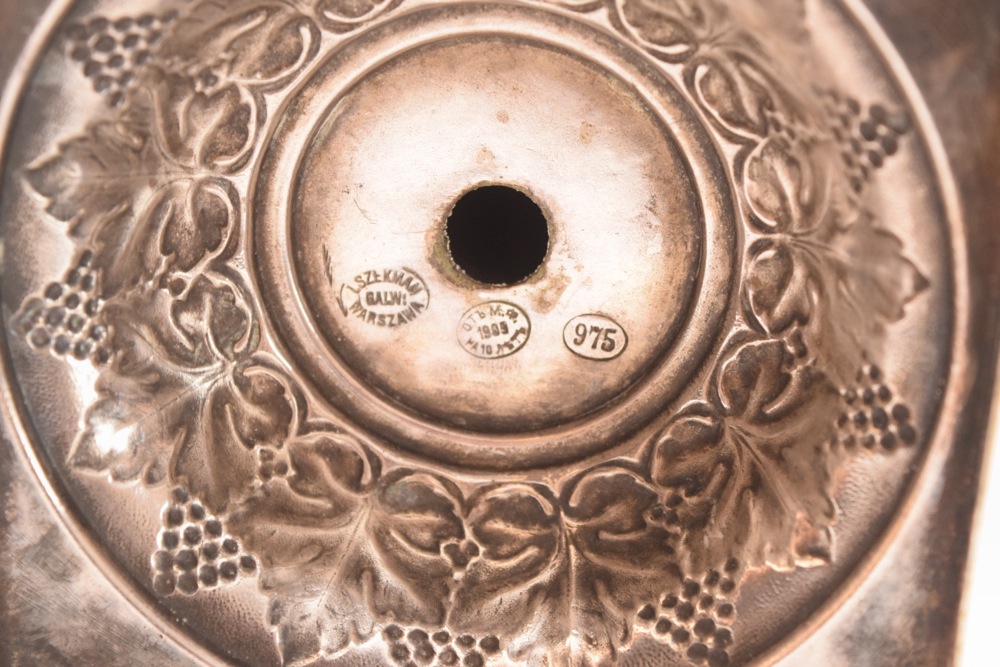 Pair of Polish Silver Alloy Rococo Style Candlesticks, Marked Lszekman Warsaw 1909