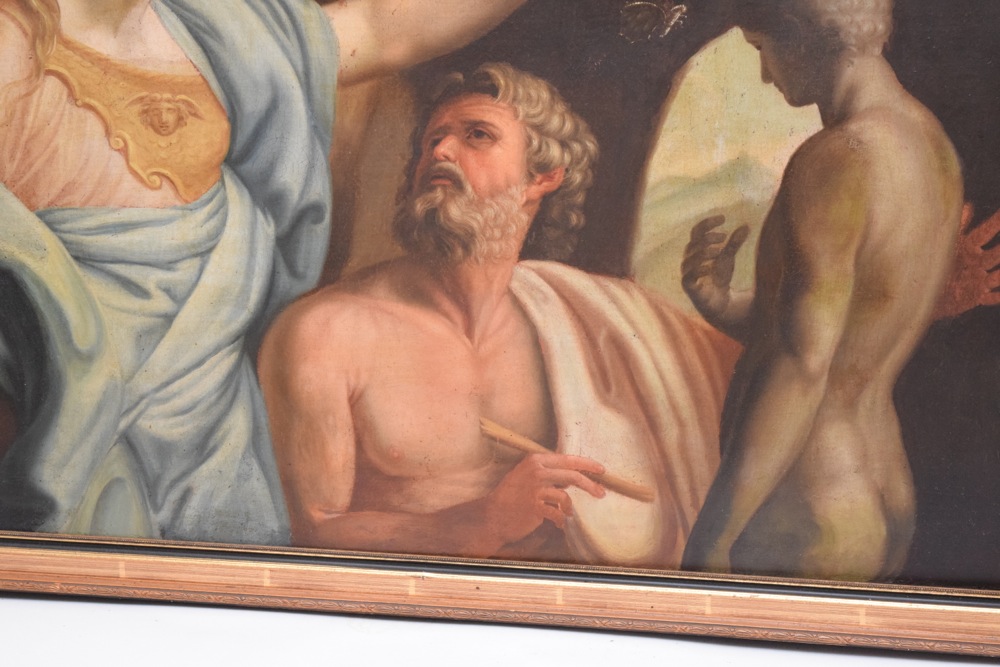 19th Century French Academic School, After Pompeo Batoni "Prometheus Modeling Man from Clay", Oil on Canvas