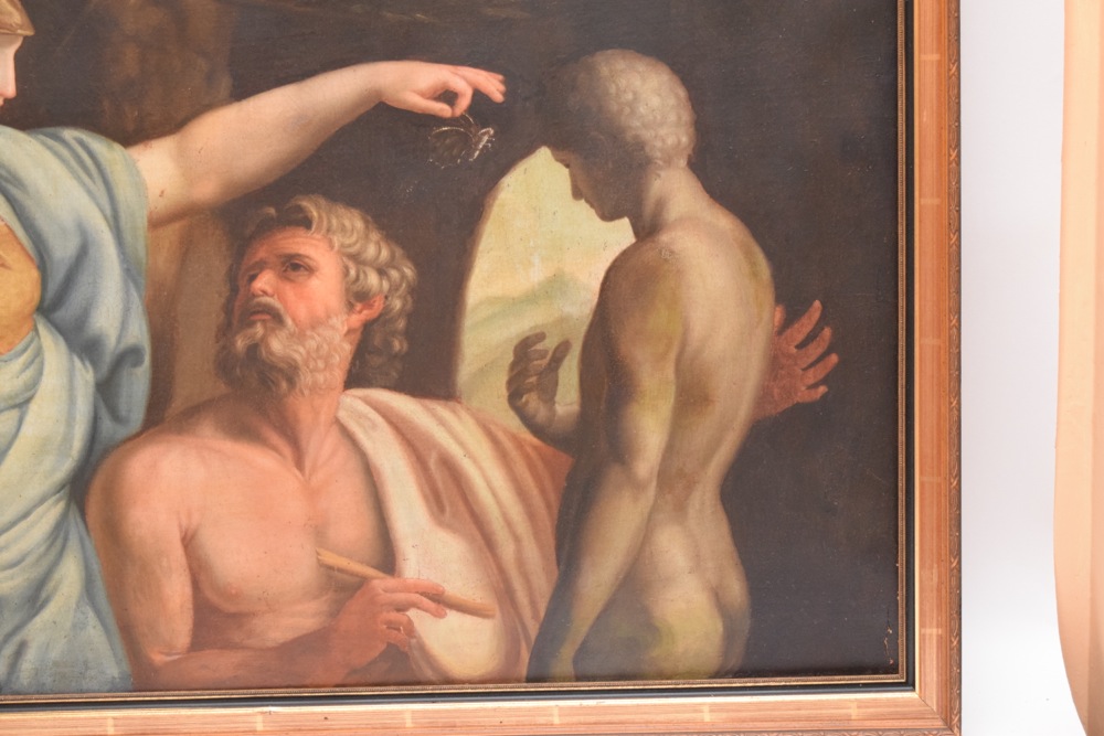 19th Century French Academic School, After Pompeo Batoni "Prometheus Modeling Man from Clay", Oil on Canvas