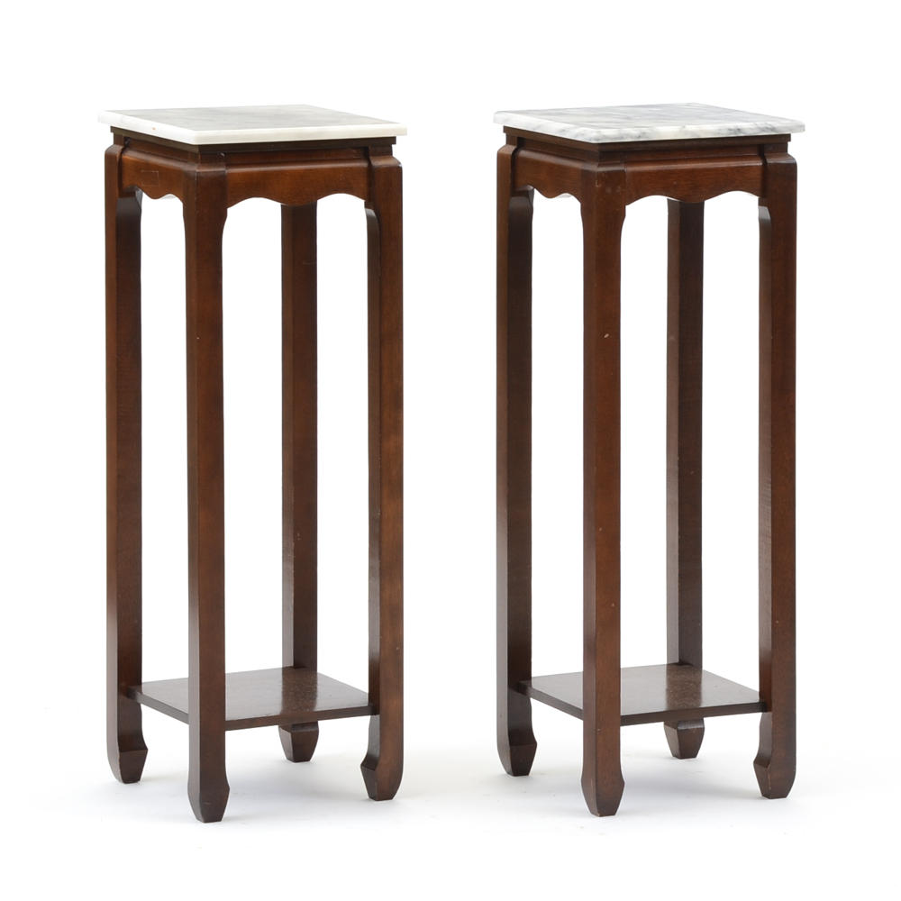 Pair of Quartz-Top Display Stands