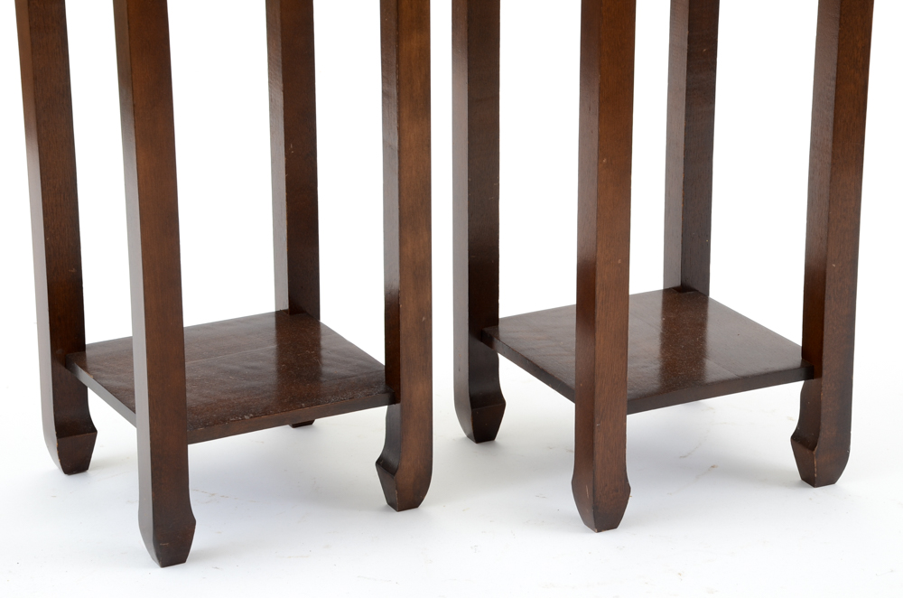 Pair of Quartz-Top Display Stands