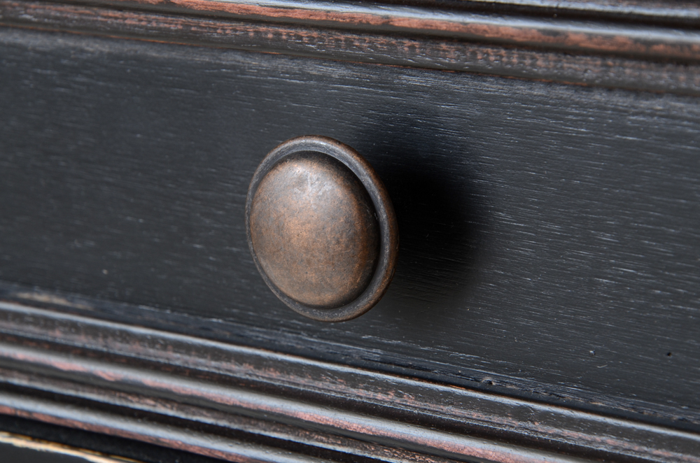Distressed Black Accent Cabinet with Walnut Finish Top