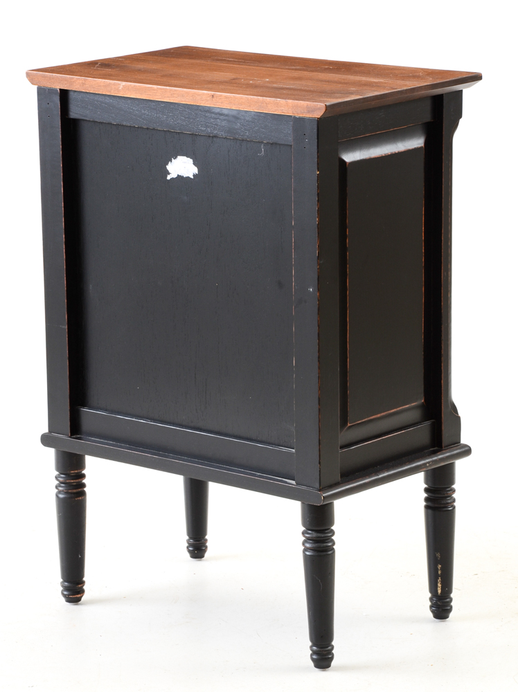Distressed Black Accent Cabinet with Walnut Finish Top