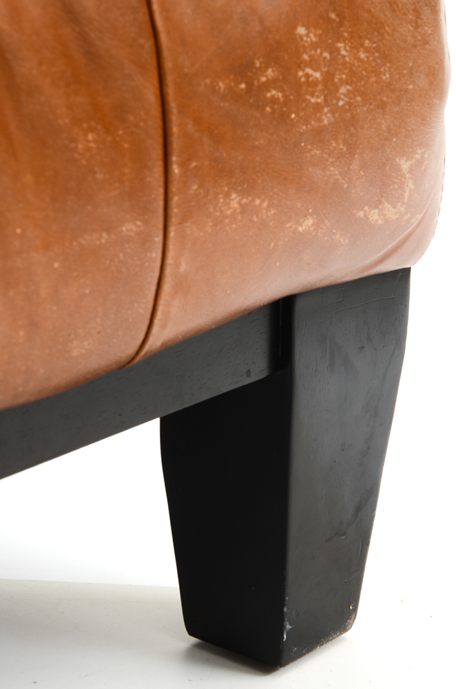 Pottery Barn "Sullivan" Rectangular Brown Leather Ottoman