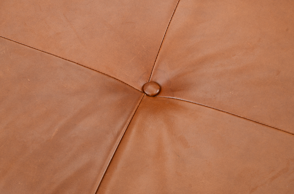 Pottery Barn "Sullivan" Rectangular Brown Leather Ottoman