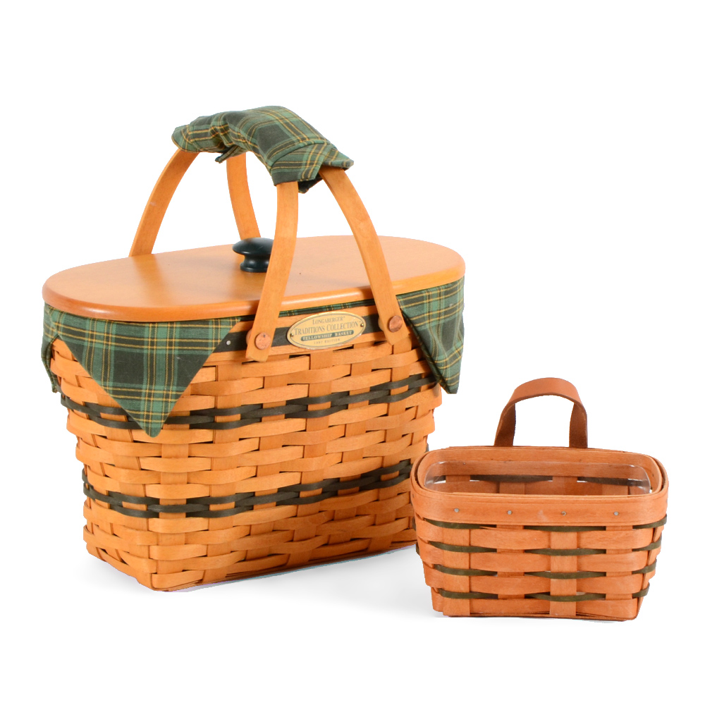 1997 Longaberger Traditions Collection Fellowship Basket in Box with Key Basket