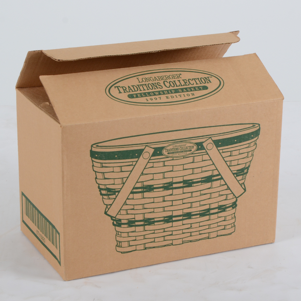 1997 Longaberger Traditions Collection Fellowship Basket in Box with Key Basket