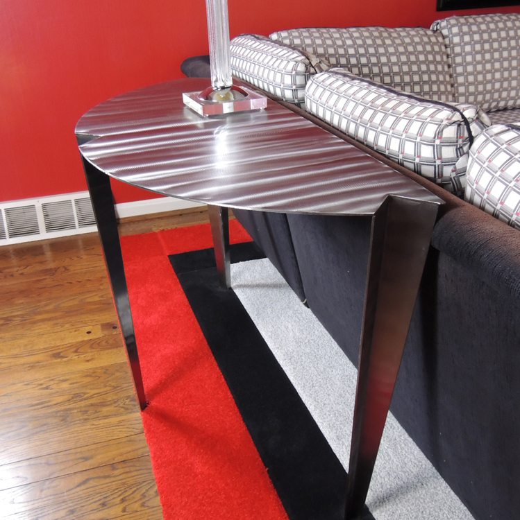 Contemporary Brushed Stainless Steel Sofa Table