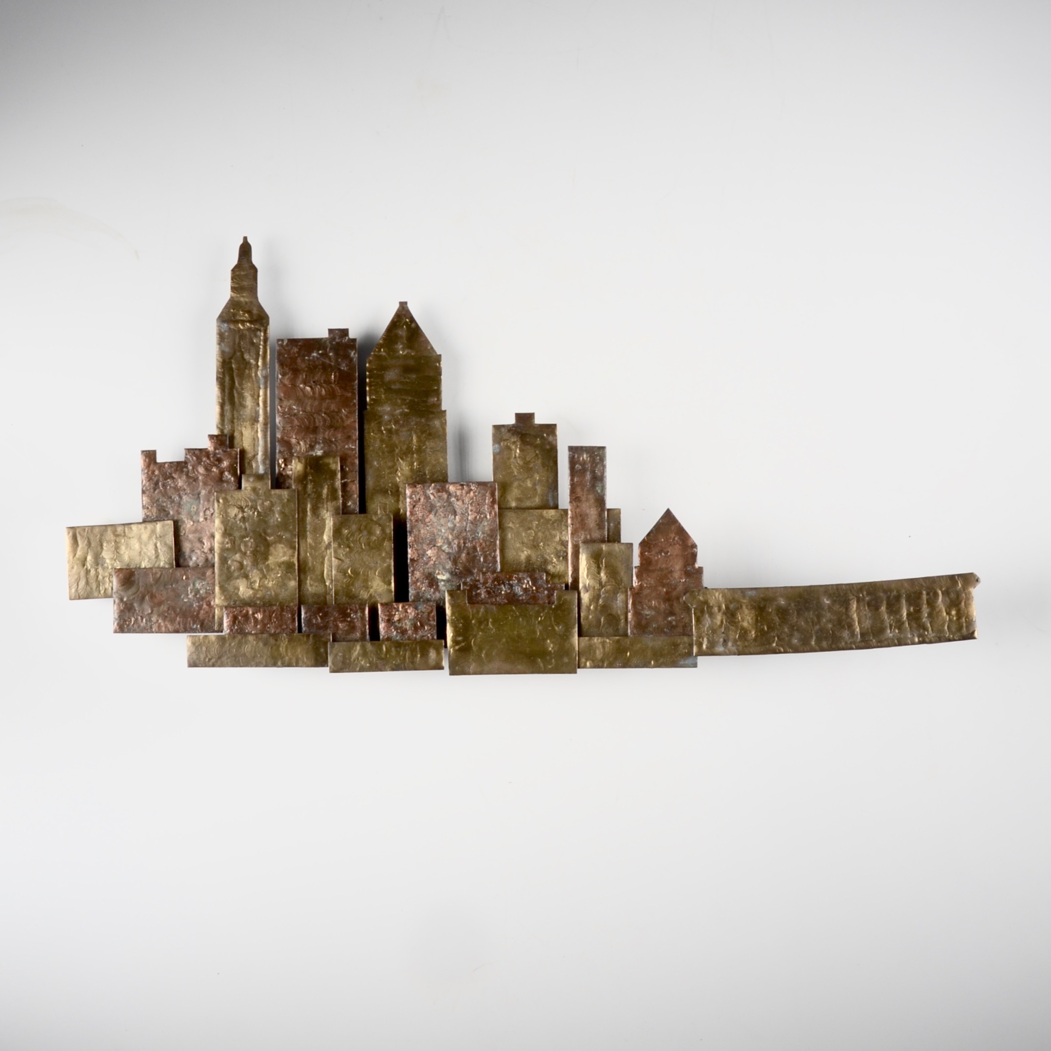 Vintage Cincinnati Skyline Mixed Metal Sculpture