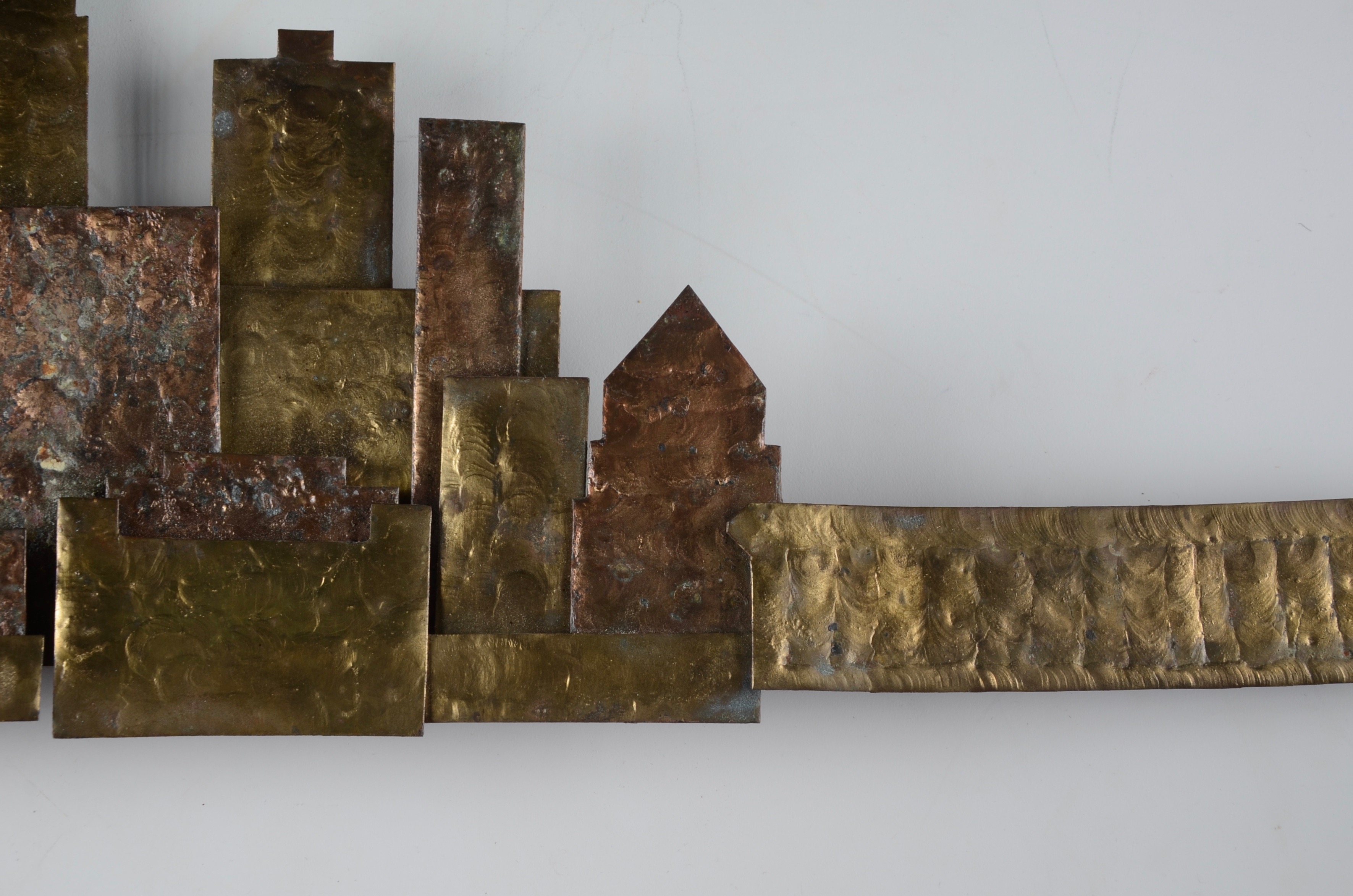 Vintage Cincinnati Skyline Mixed Metal Sculpture