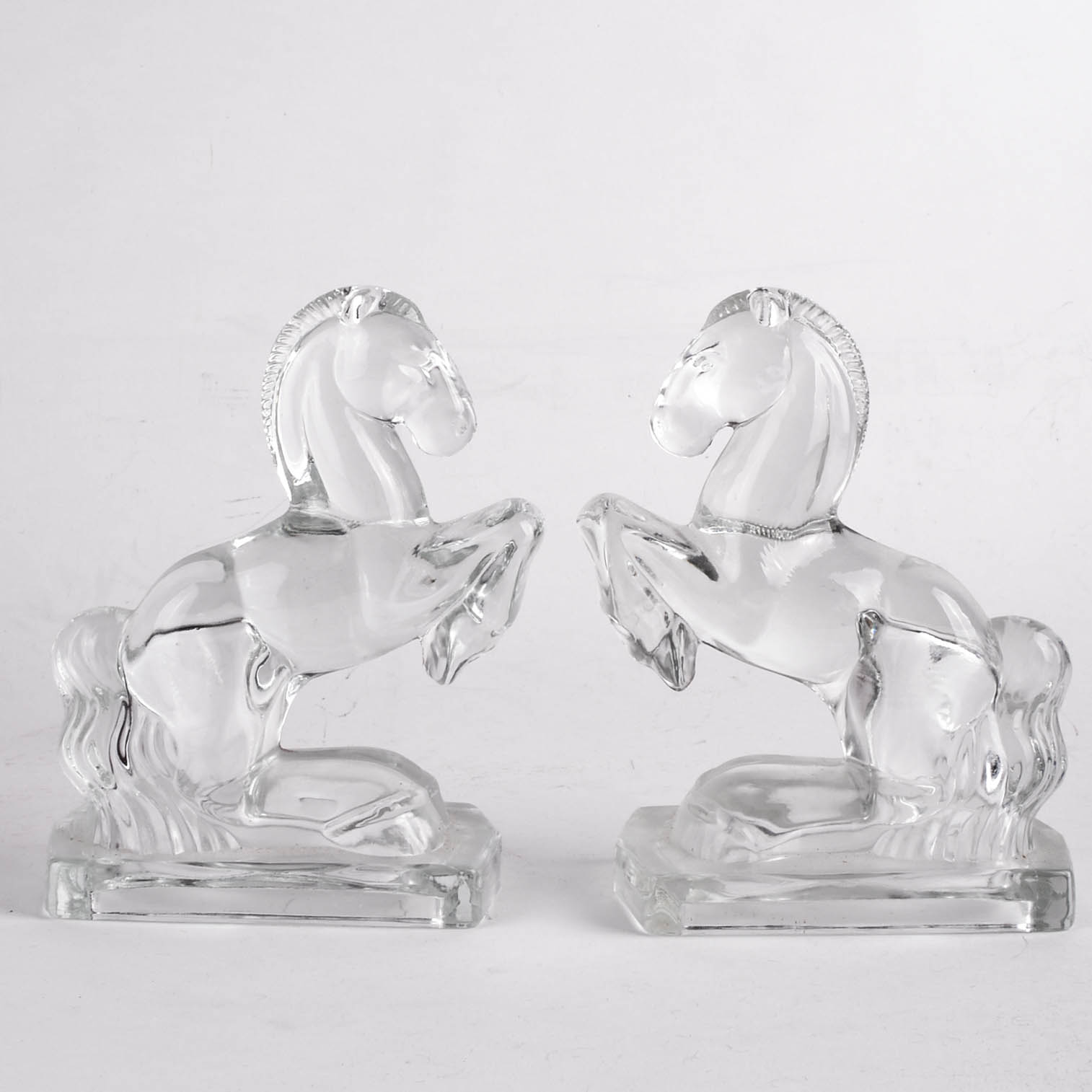 Pressed Glass Stallion Bookends
